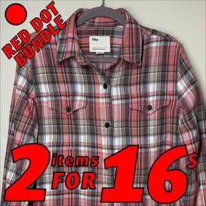 Tilley Flannel Shirt Pink Grey Plaid Size Medium